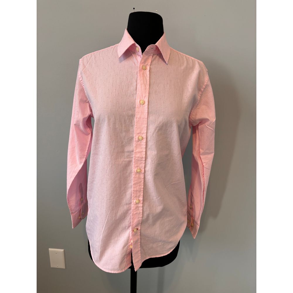 Tommy Hilfiger‎ women's Classic Pink Micro-Check Button Down Shirt Long Sleeve